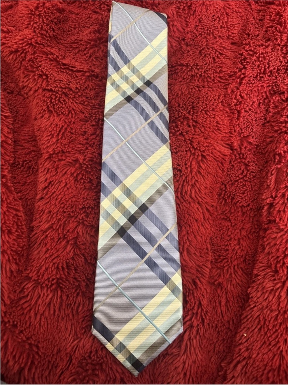 Geoffrey Beene Men's Neck Tie Grey Blue White & Black Hand Made Silk Tie